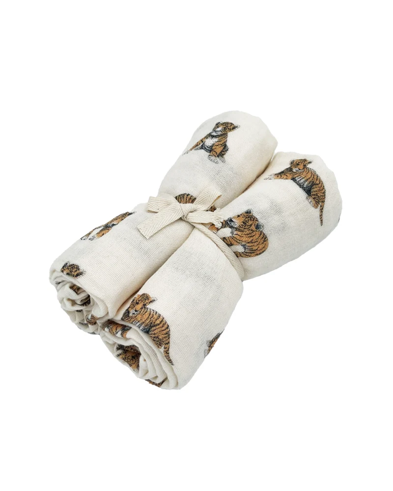 Lot de 2 langes Gaspard Tigre sauge Milinane