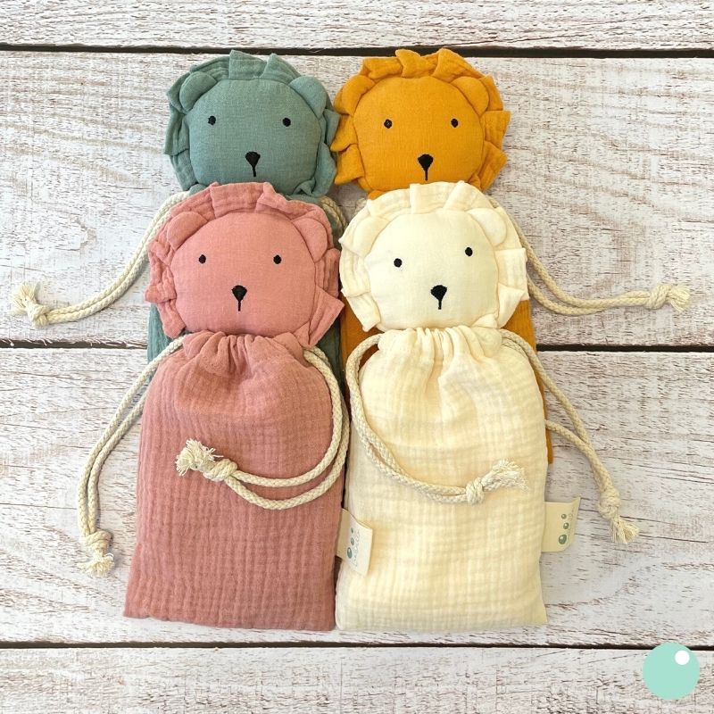 Doudou Lion - Gaze de coton - 4 couleurs disponibles