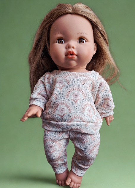 Ensemble 2 pièces vintage floral pour poupée 34 cm