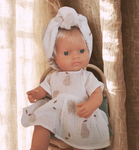 Ensemble robe + bandeau poires pour poupée 34/38 cm