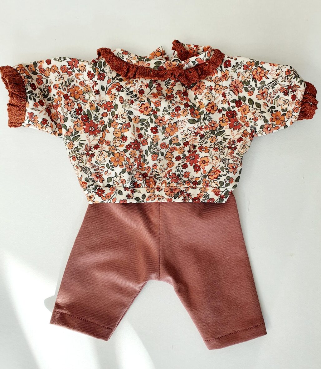 Ensemble 2 pièces Sweat Fleur Rose Argile 34 cm