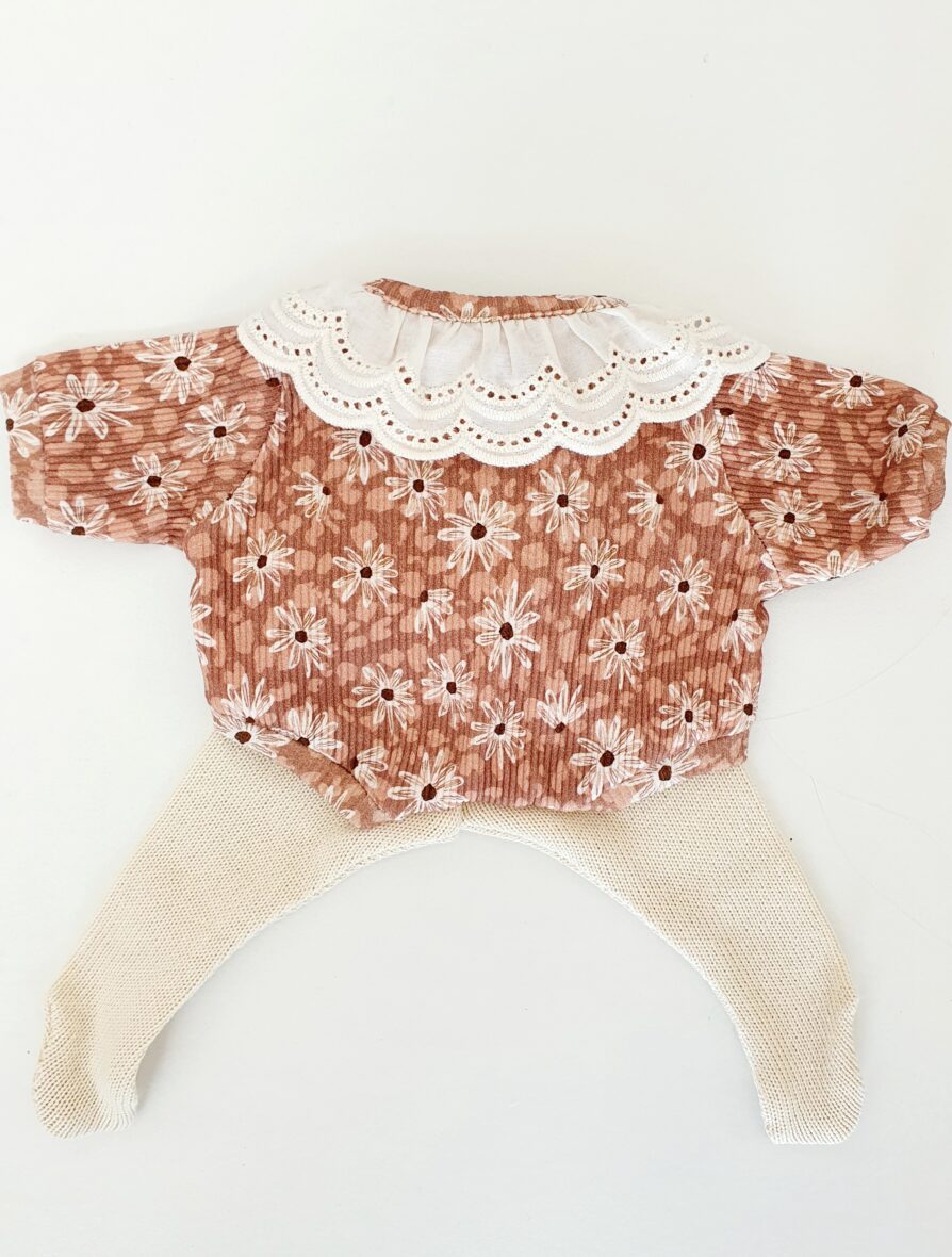 Combishort Manches Longues Fleur Léopard 34 cm