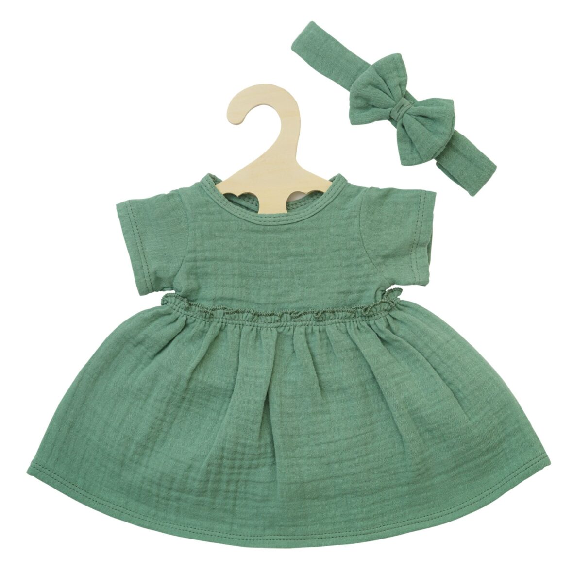 Robe et bandeau coton Bio sauge 30/34 cm  Heless