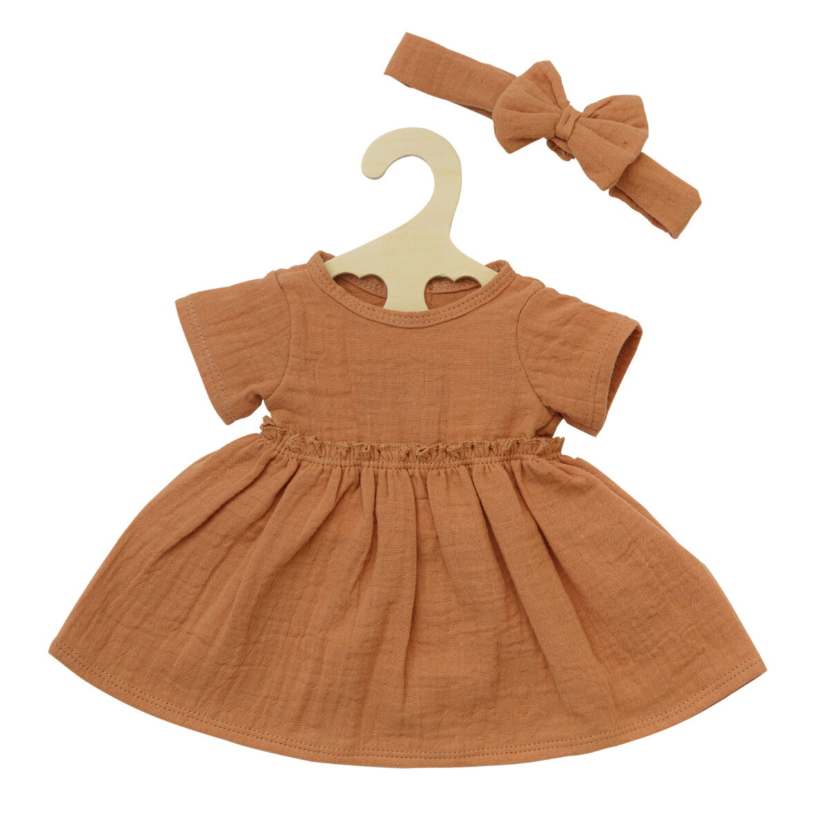Robe et bandeau coton Bio caramel 30/34 cm Heless