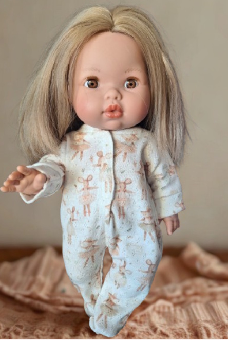 Combinaison longue à pieds lapins danseuses pour poupée 34/ 38 cm