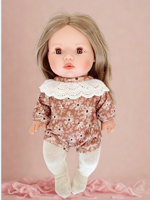 Combishort Manches Longues Fleur Léopard 34 cm