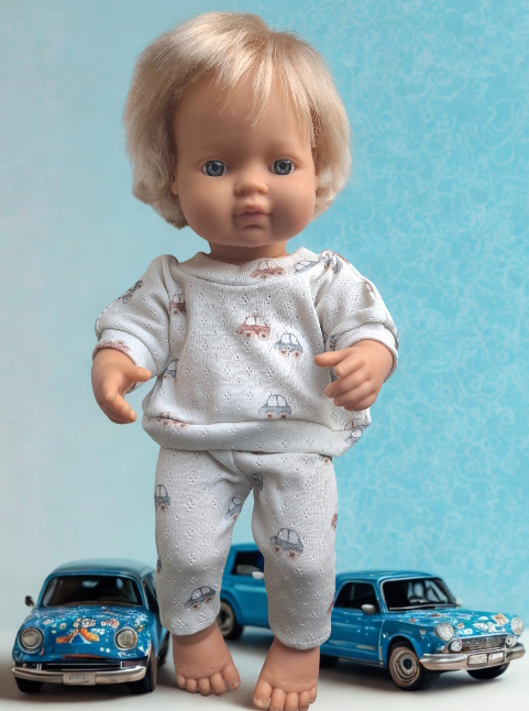 Ensemble 2 pièces sweat imprimé voitures poupon 34 cm