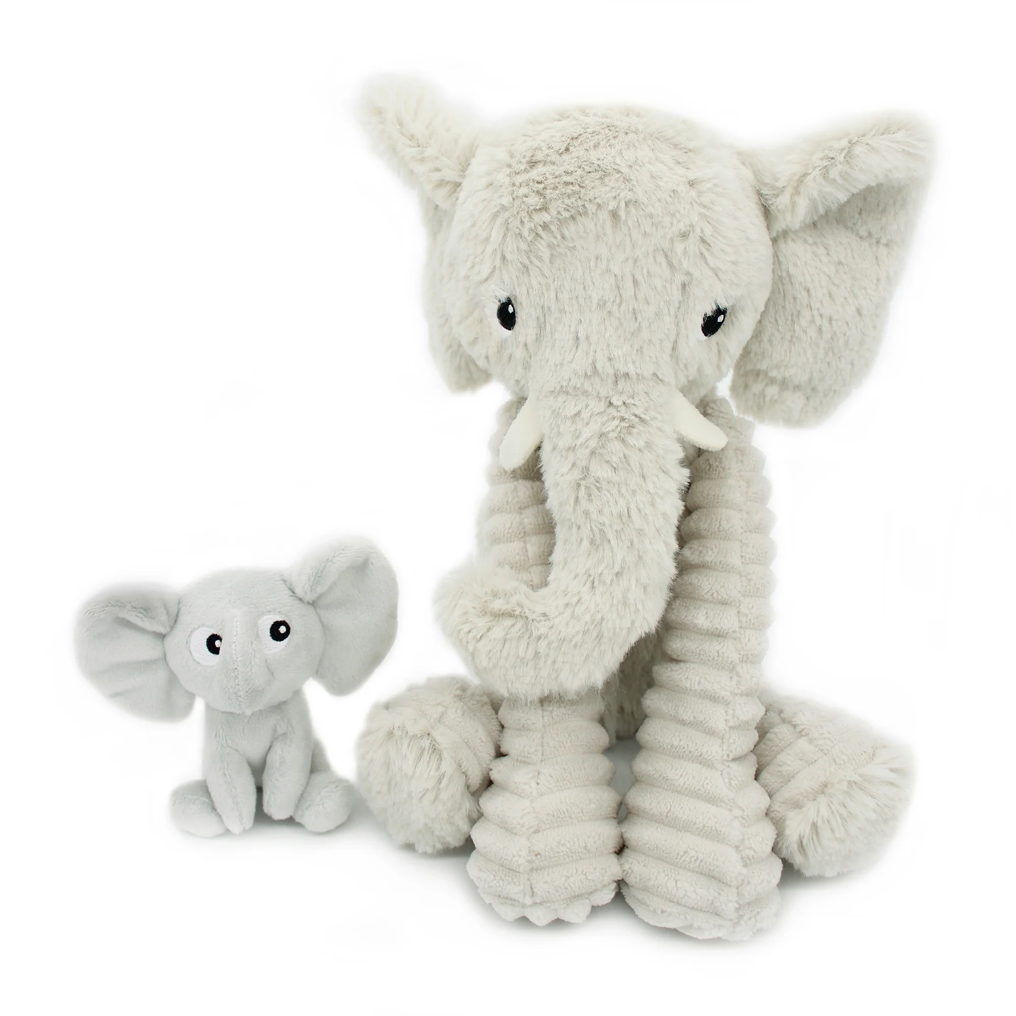 Doudou Ptipotos éléphant et son bébé Les Déglingos, cadeau naissance et 6 mois