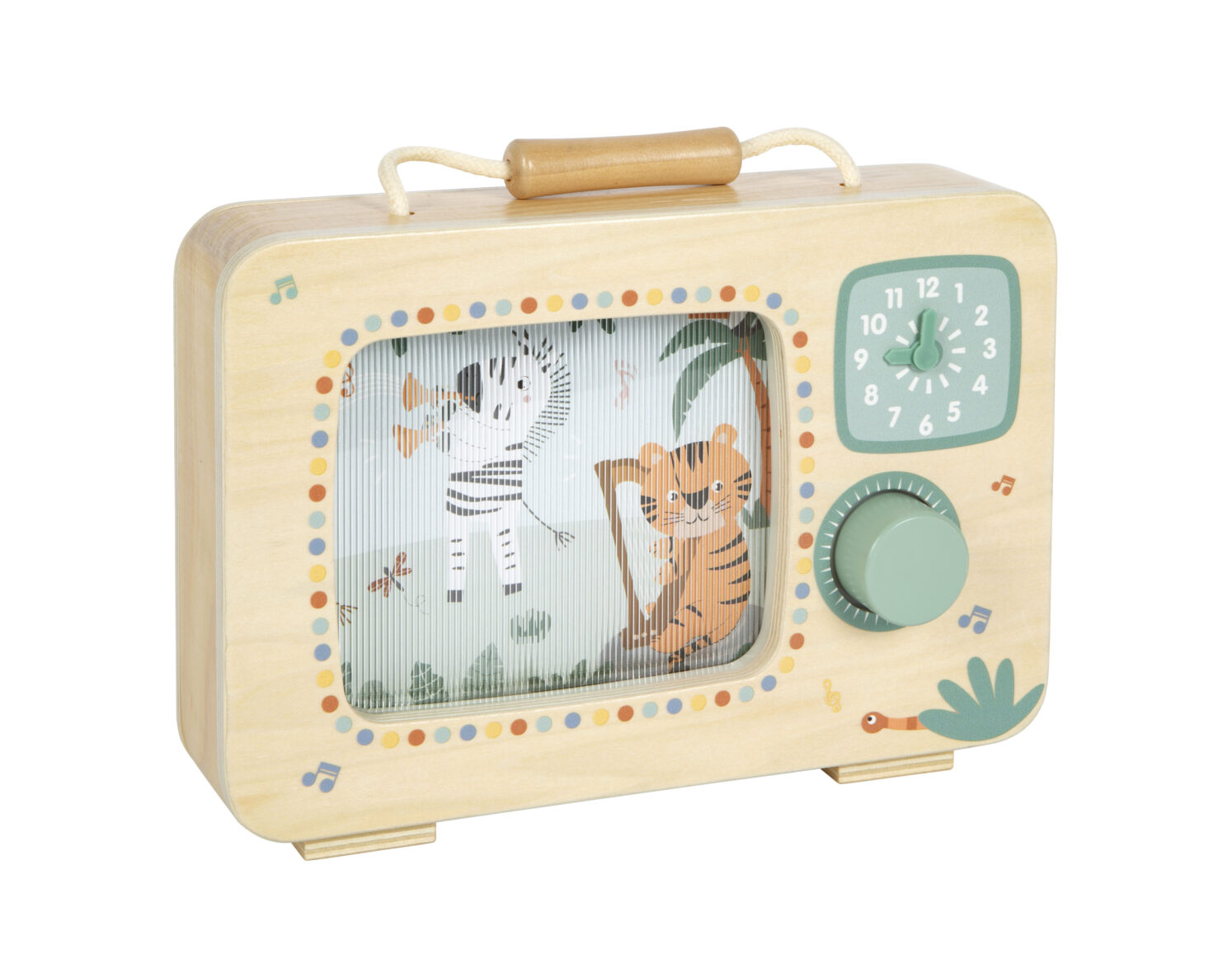 Télévision en bois zèbre et tigre musiciens Small Foot