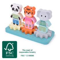 Jouet à empiler en bois FSC avec roues dentées et animaux Small Foot