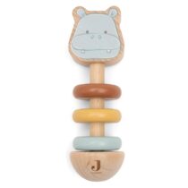 Hochet en bois Hippo Happy Jollies Jollein avec ses anneaux colorés
