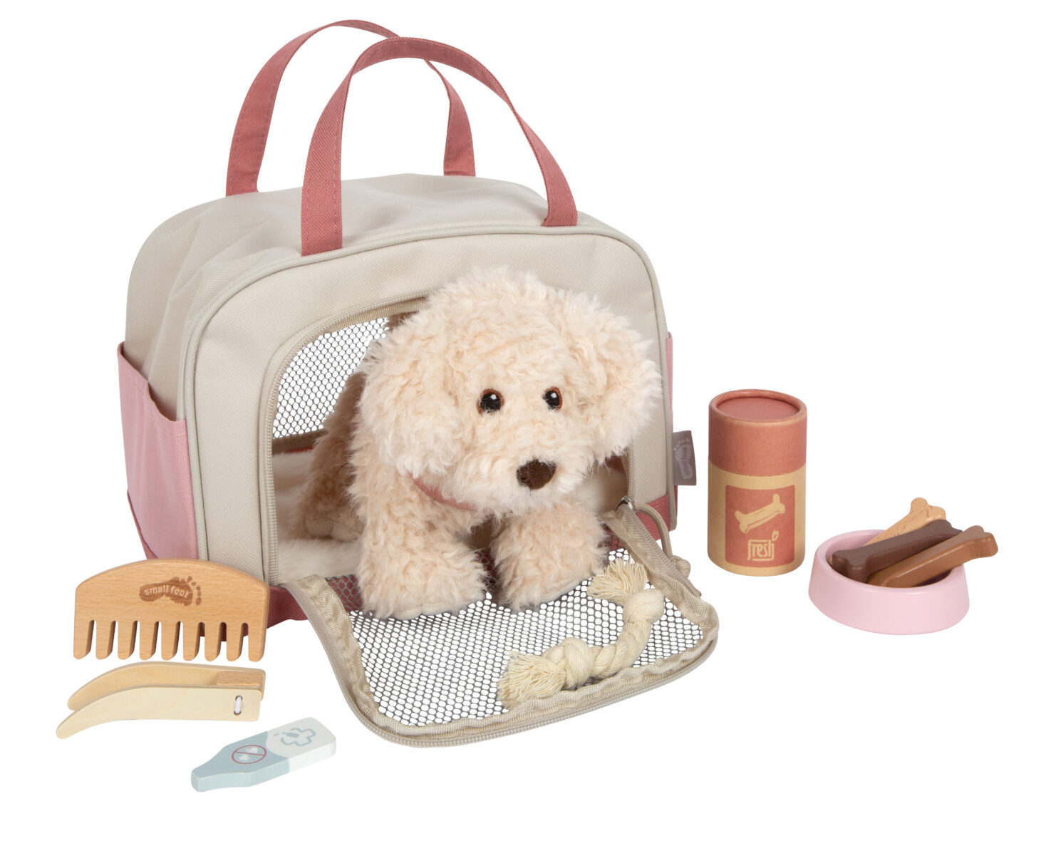 Chien avec sac et kit de soins rose – Small Foot