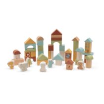Set de 50 blocs en bois Jollies Jollein aux couleurs douces