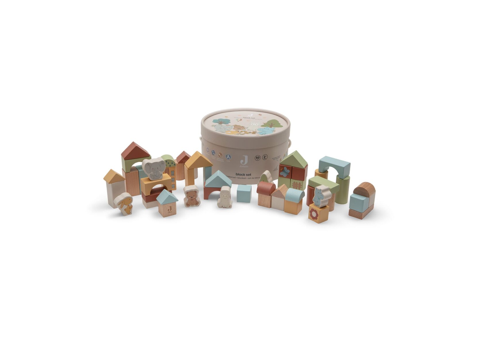 Set de blocs en bois Jollies Jollein avec sa boîte