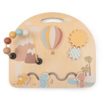 Planche d’activités en bois Jollies Jollein avec perles, engrenages et montgolfière