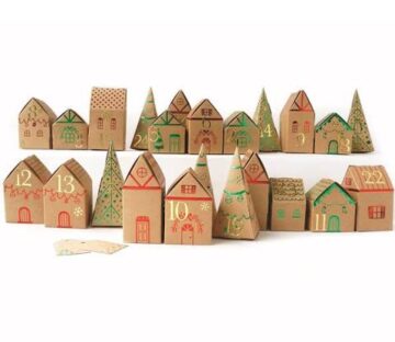 Calendrier de l’avent à remplir en petites maisons kraft